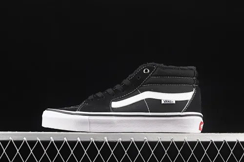 All Categories Vans Vans Series Vans Mid Vans China Velvet Vans Sk8-Mid Pro Vans Black Velvet White Striped Mid-top Casual Sneakers VN0A347UY28